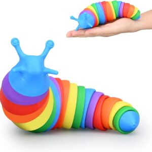 Brinquedo de Fidget Stretch Stretch Slug Articulado Impresso em 3D, Brinquedos Sensoriais para Autista, Slug Articulado Amigável - Brinquedo Fidget (Colorido)