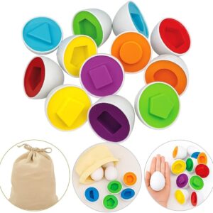 Brinquedo Educativo Montessori Infantil Ovo De Encaixar Formas Geométrica Ovos Páscoa Autista (Sacola com 6 unidades)