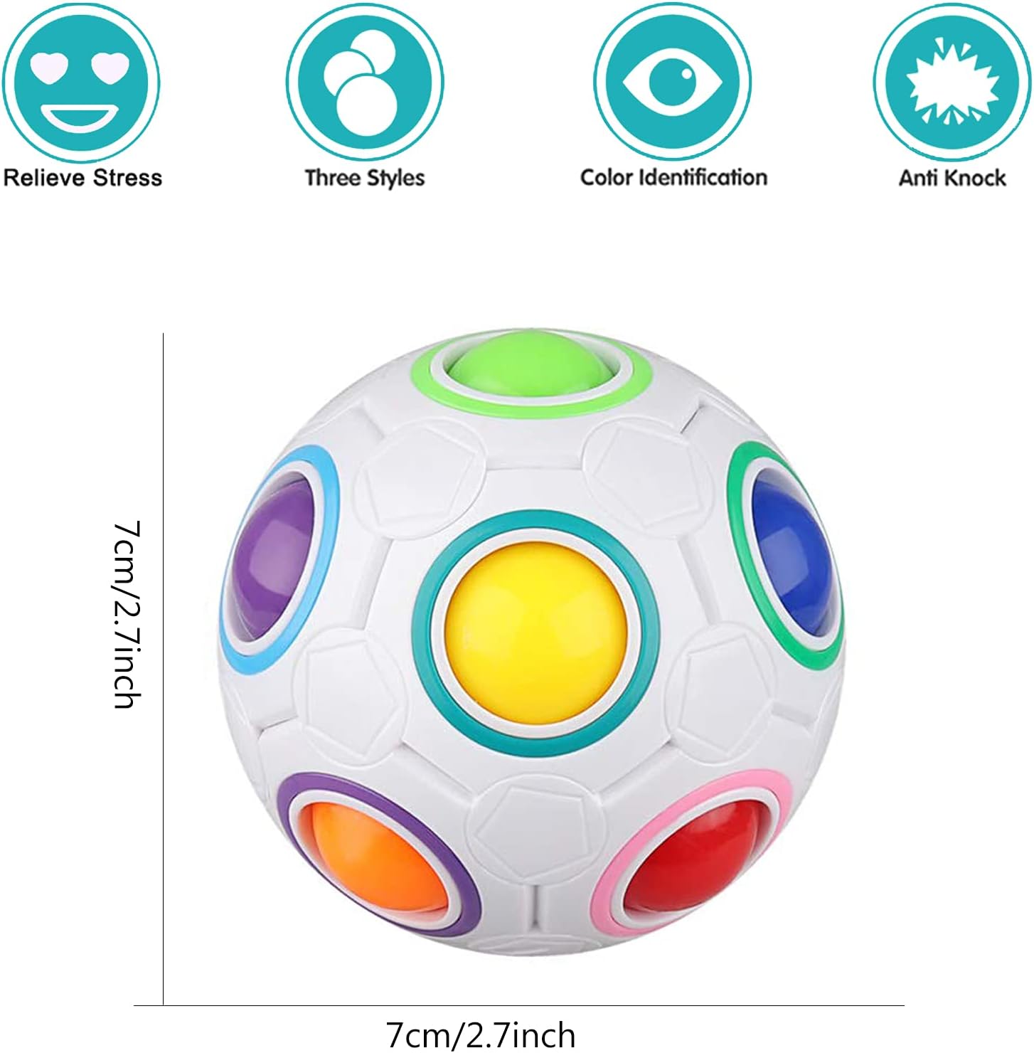 Jogo Mágico de Quebra-cabeça de Bola Rainbow Puzzle Ball Fidget Jogo de Habilidade com Bolas de Alívio do Stress, Rainbow Puzzle Cube Kids Rainbow Ball Toy Teasers Jogos de Brinquedos de Brinquedos para Crianças Adultas (12 Buracos) - Imagem 2