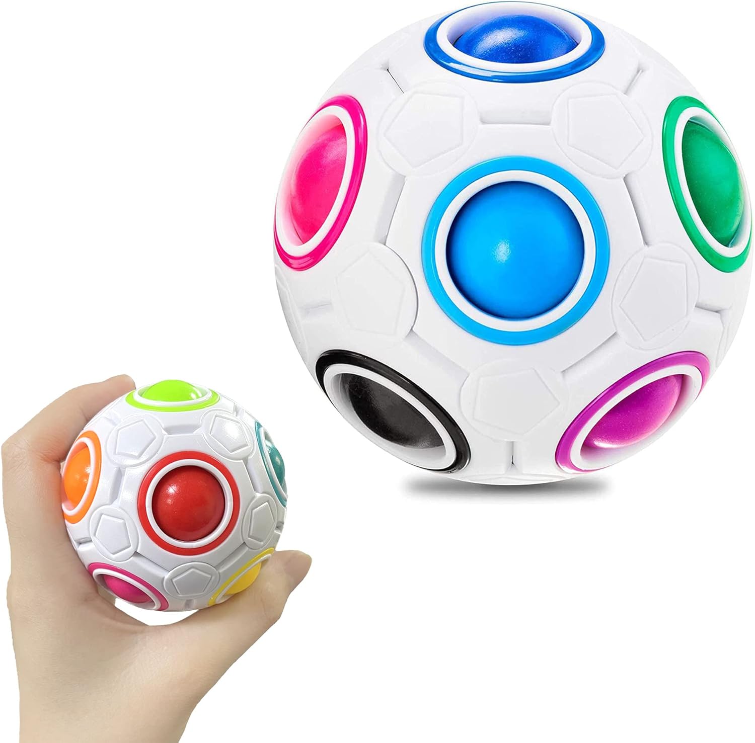 Jogo Mágico de Quebra-cabeça de Bola Rainbow Puzzle Ball Fidget Jogo de Habilidade com Bolas de Alívio do Stress, Rainbow Puzzle Cube Kids Rainbow Ball Toy Teasers Jogos de Brinquedos de Brinquedos para Crianças Adultas (12 Buracos)