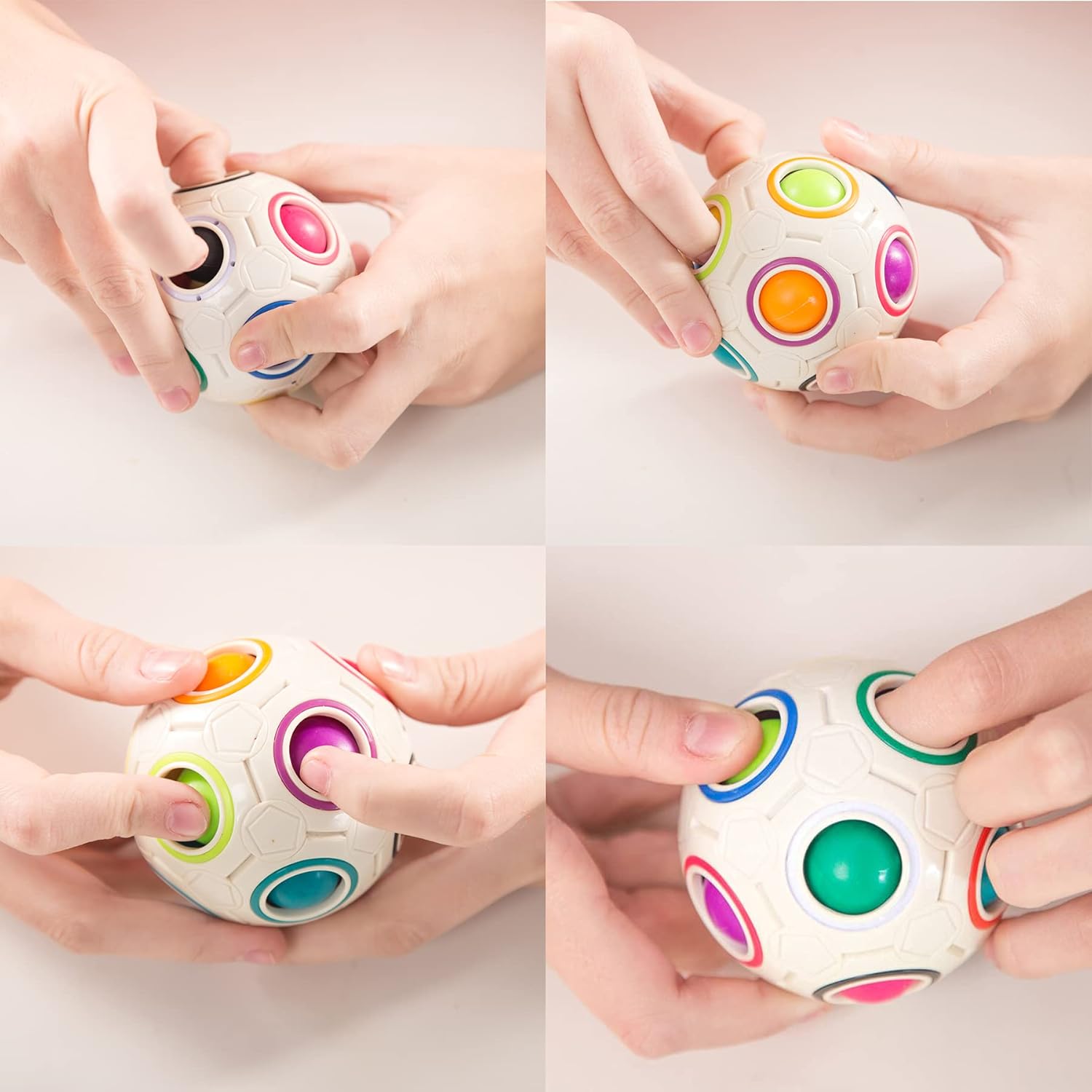 Jogo Mágico de Quebra-cabeça de Bola Rainbow Puzzle Ball Fidget Jogo de Habilidade com Bolas de Alívio do Stress, Rainbow Puzzle Cube Kids Rainbow Ball Toy Teasers Jogos de Brinquedos de Brinquedos para Crianças Adultas (12 Buracos) - Imagem 4