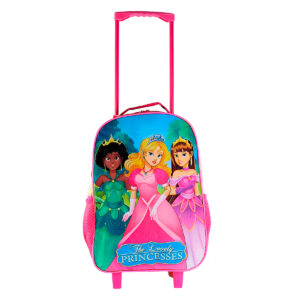 Kit Estojo, Lancheira e Mochila Princesa de Rodinhas Pink