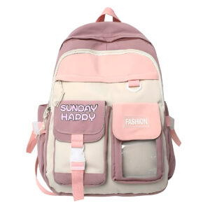 Mochila Juvenil Feminina Passeio Cores: Roxo com Rosa