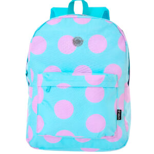 Mochila de Costas Feminina Juvenil Básica Bolinhas Cor:Verde
