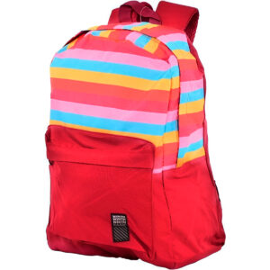Mochila Juvenil Colorida Listrada Escola Passeio Cor:Vinho
