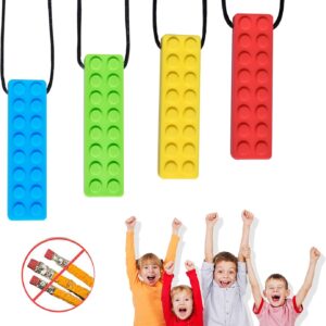JUMPOW Colar mastigável, colar para mastigar autismo (4 peças), conjunto de colares sensoriais, colares de mastigação para crianças sensoriais, para necessidades de mordida, autismo, TDAH, motor oral